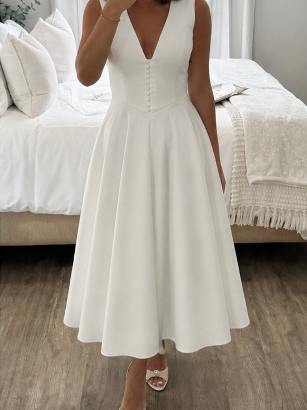 Meshki Keely - Cotton Sleeveless Midi Dress - White - medium
